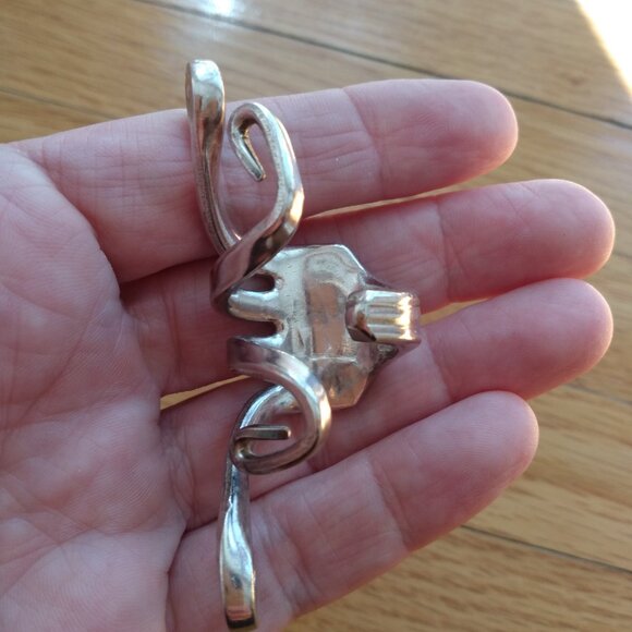 Large Vintage Fork Ring Silver Tone Twisted Avant Garde Design Thick Men Jewelry - Picture 10 of 16